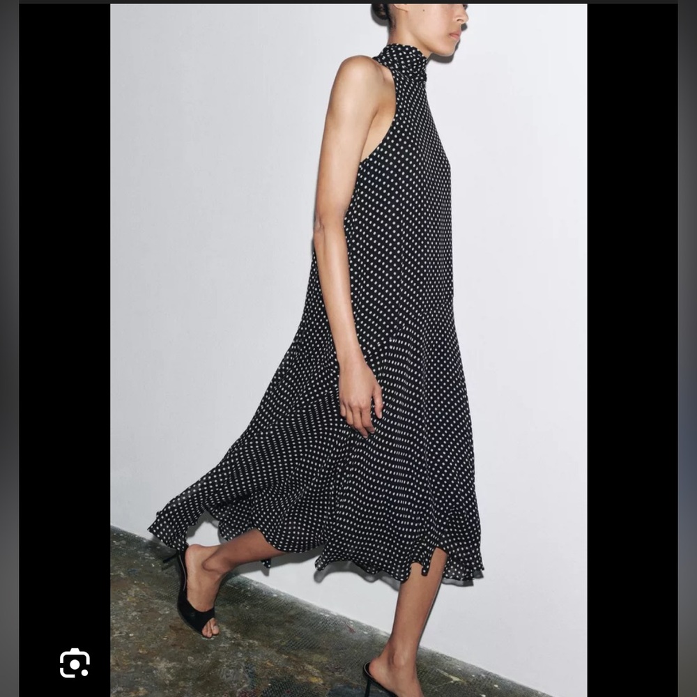 Zara polka dot halter dress with scarf
